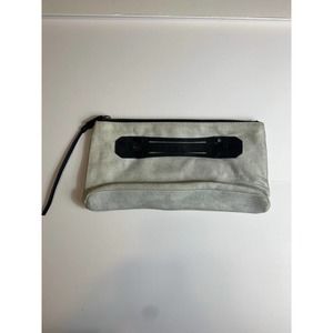 She & Lo Silver Gray Leather Clutch